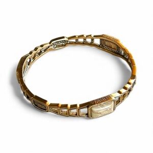 Designer Barse Antique Gold  Bronze and Jasper Bangle Bracelet 8” EUC